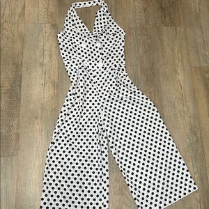 Polka Dot Jumpsuit - Black and White